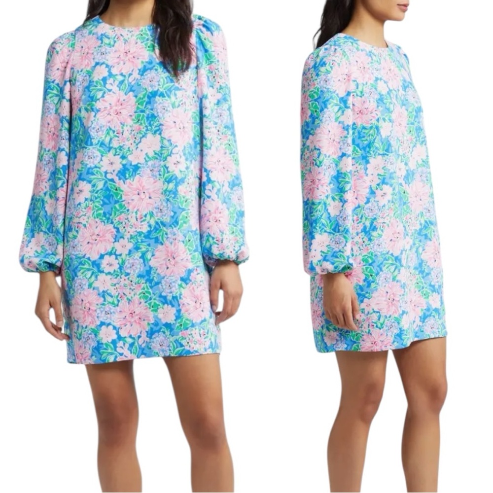 NEW LILLY PULITZER Alyna Long Sleeve Shift Dress Spring in Your Step Size 4